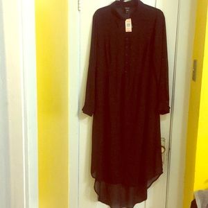 Torrid Black Chiffon EXT Button Down Top